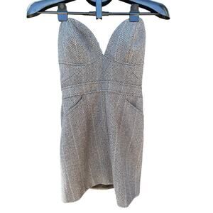 NWT Josephine HJ x NA-KD Plunging Sweetheart Tweed Mini Dress 34